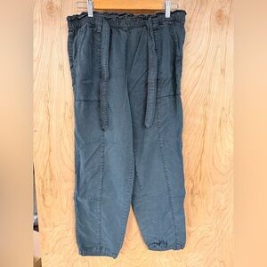 Aerie Paper Bag Lyocell Relaxed Pants Size L Womens High Waist Beachy Coastal